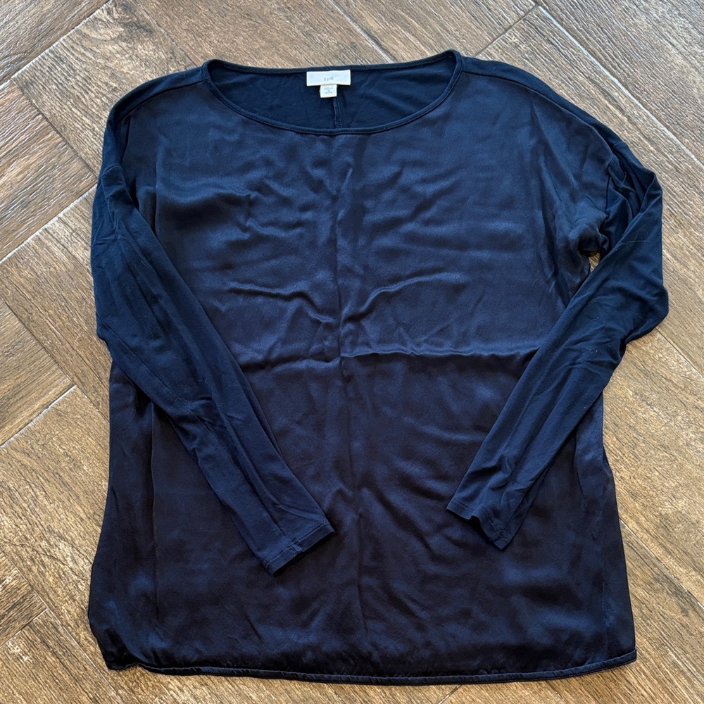 J. Jill Navy Long-Sleeve Crew Neck Top